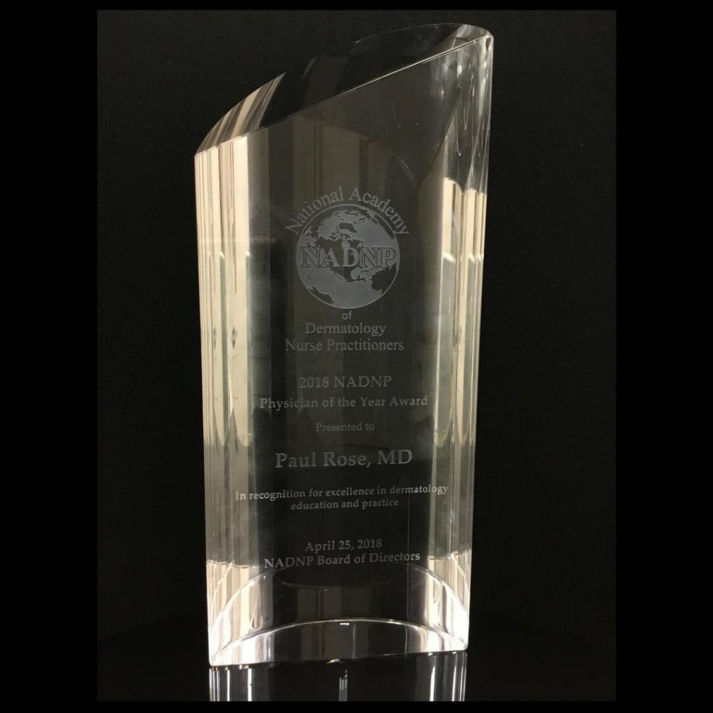2018 National Academy of Dermatology Nurse Practitioners (NADP) Physician of the Year award